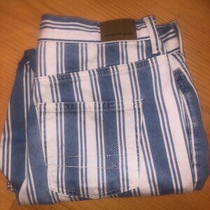American Eagle blue and white striped jeans